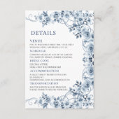 Vintage dusty blue floral wedding details begleitkarte (Vorderseite)