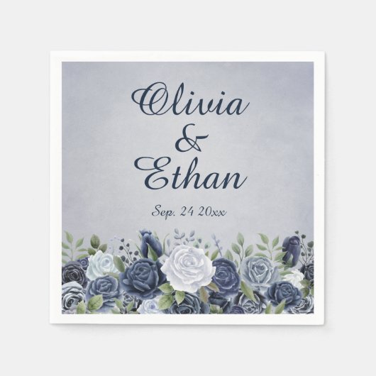 Vintage Dusty Blue-Rose Serviette (Vorderseite)