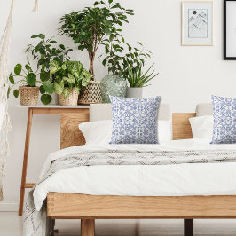 Vintage Dusty Blue und White Gemustert Kissen