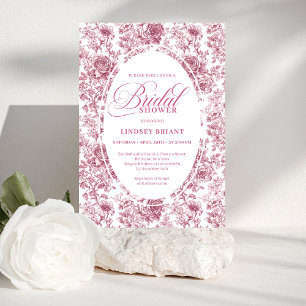 Vintage-Dusty-Pink-Französische-Toile-Brautparty Einladung