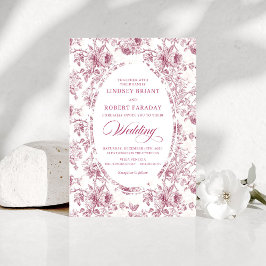 Vintage Dusty Rose French Toile Wedding Invitation Einladung