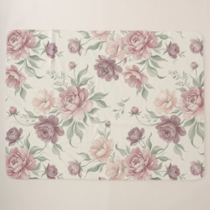 Vintage Dusty Rose & Mauve Floral Große Sherpa-Dec Sherpadecke