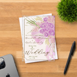 Vintage Dusty Rose Ombré-Schleife und Bouquet  Acryleinladungen