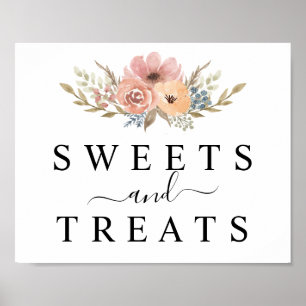 Vintage Dusty Rose Peach Floral Dessert Tafelschil Poster