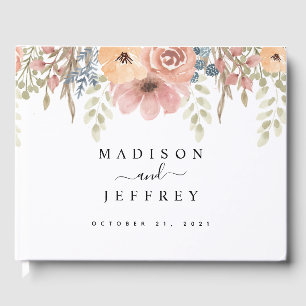 Vintage Dusty Rose Peach Floral Wedding Gästebuch