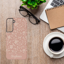 Vintage Dusty Rose Pink Floral Elegant Custom Name Samsung Galaxy Hülle