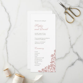 Vintage Dusty Rose Pink Lace Wedding Programm