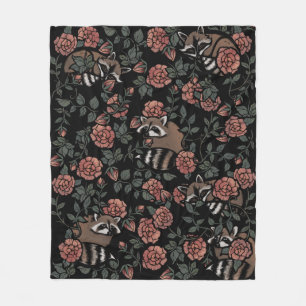Vintage Dusty Rose Waschbären Fleecedecke