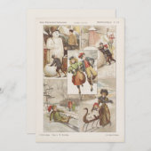 Vintage Dutch Ice Skaten Weihnachtskarte, um 1900 (Vorne/Hinten)