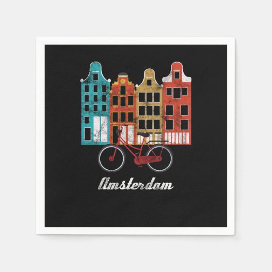 Vintage Dutch People Netherlands Amsterdam Bicycle Serviette (Vorderseite)