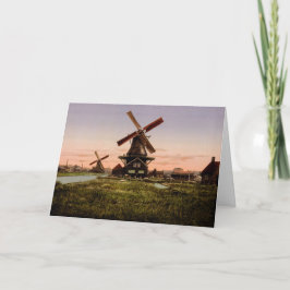Vintage Dutch Windmills custom greeting card Karte