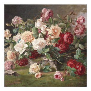 Vintage E. Hariel Stillleben mit Rosen           Fotodruck