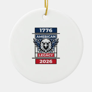 Vintage Eagle 1776 2026 Shirt Patriotische Typogra Keramik Ornament