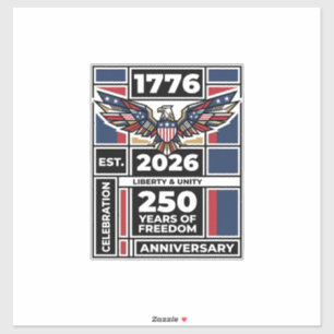 Vintage Eagle 1776 2026 T-Shirt Patriotische Typog Aufkleber