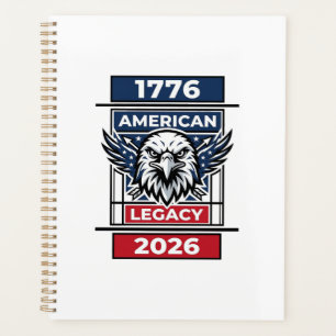 Vintage Eagle 1776 2026 T-Shirt Patriotische Typog Planer