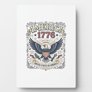 Vintage Eagle America 1776 Patriotisch Fotoplatte