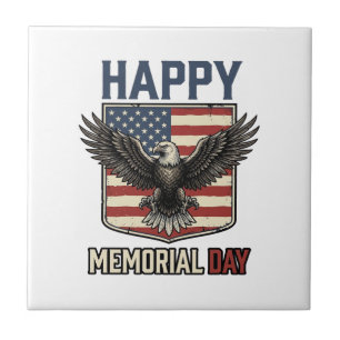 Vintage Eagle Memorial Day Patriotisches Shirt Des Fliese