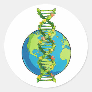 Vintage-Earth-Day-DNA-Natur-Illustration Runder Aufkleber