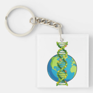 Vintage-Earth-Day-DNA-Natur-Illustration Schlüsselanhänger