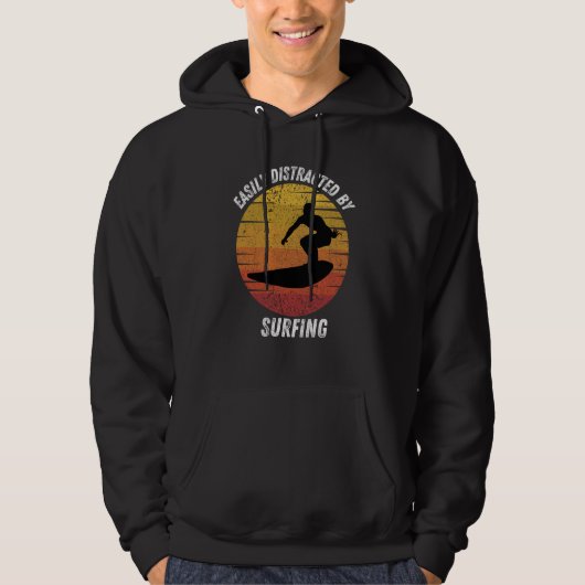 Vintage Easily Distracted By Surfing Retro Surfing Hoodie (Vorderseite)