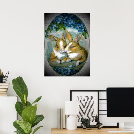 Vintage Easter Bunnies Textured Image, ZSSG Poster (Heimbüro)