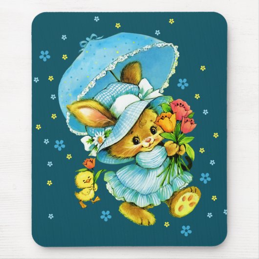 Vintage Easter Bunny and Chick Gift Mousepad (Vorne)