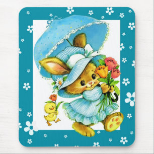 Vintage Easter Bunny and Chick. Gift Mousepad