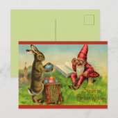 Vintage Easter Bunny and Gnome Postkarte (Vorne/Hinten)