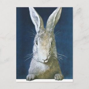 Vintage Easter Bunny, Cute Furry White Rabbit Feiertagspostkarte