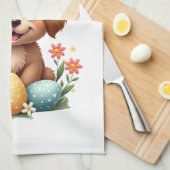 Vintage Easter Bunny Dog Cute Puppy Illustration w Geschirrtuch (Viertel Falte)