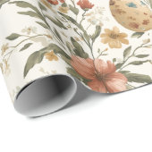 Vintage Easter Bunny & Floral  Geschenkpapier (Rolleneckpunkt)