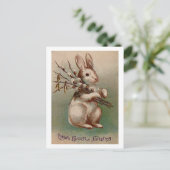 Vintage Easter Bunny Greetings Feiertagspostkarte (Stehend Vorderseite)