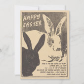 Vintage Easter Bunny Invitation - Easter Egg Hunt Einladung (Vorderseite)