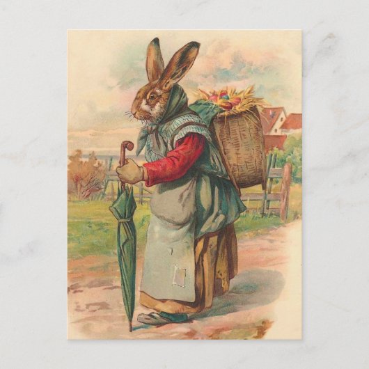 Vintage Easter Bunny Postcard Feiertagspostkarte (Vorderseite)