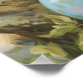 Vintage Easter Bunny Print, Pastel Flower Poster (Ecke)