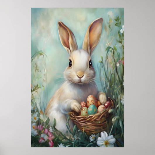 Vintage Easter Bunny Print, Retro Rabbit Poster (Vorne)