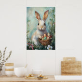 Vintage Easter Bunny Print, Retro Rabbit Poster (Küche)