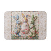 Vintage Easter Bunny Quilted Style Print Badematte (Vorderseite)