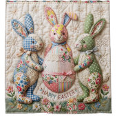 Vintage Easter Bunny Quilted Style Print Duschvorhang (Vorderseite)