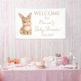 Vintage Easter Bunny Rabbit Baby Watercolor Banner