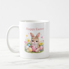 Vintage Easter Bunny Rabbit Pink Blush Watercolor Kaffeetasse