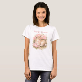 Vintage Easter Bunny Rabbit Pink Blush Watercolor T-Shirt