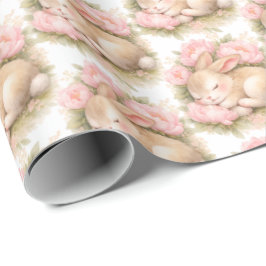 Vintage Easter Bunny Rabbit Pink Watercolor Geschenkpapier