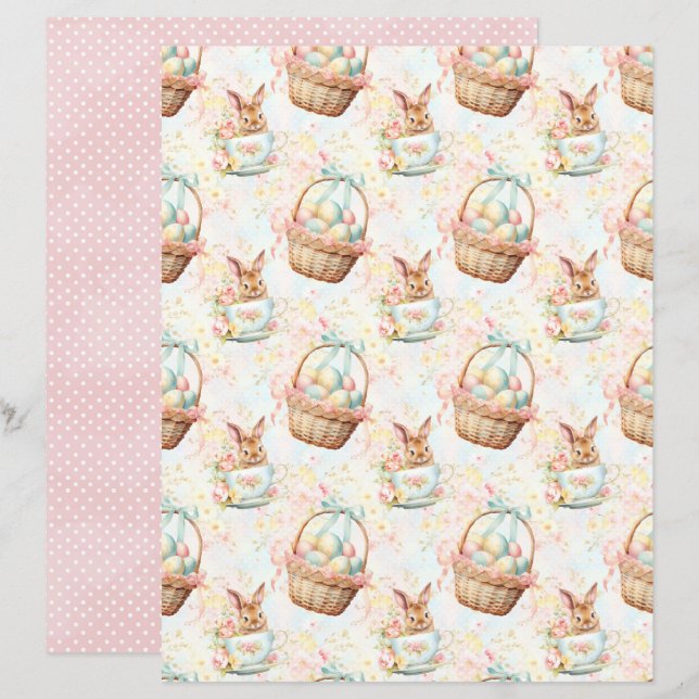 Vintage Easter Bunny Scrapbook Paper (Vorne/Hinten)