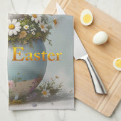 Vintage Easter Bunny with daisies Geschirrtuch (Viertel Falte)