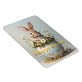 Vintage Easter Bunny with daisies Magnet (Rechte Seite)