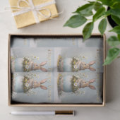 Vintage Easter Bunny with daisies Seidenpapier (Geschenk)
