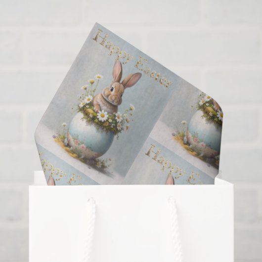 Vintage Easter Bunny with daisies Seidenpapier (Geschenktüte)