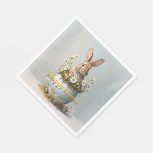 Vintage Easter Bunny with daisies Serviette (Ecke)