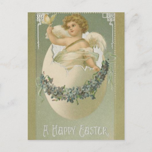 Vintage Easter Cherub Feiertagspostkarte (Vorderseite)